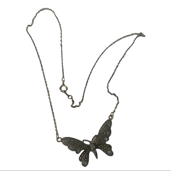 Butterfly Necklace blue crystals - Picture 2 of 10